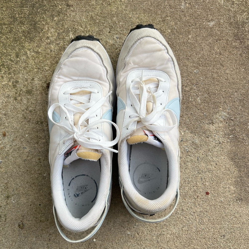 White and Blue Nike Sneakers